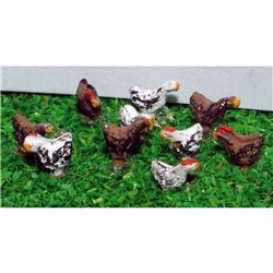 10 standing Chickens or hens - Unpainted