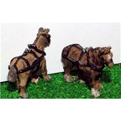 2 Shire Horses with harness - Unpainted