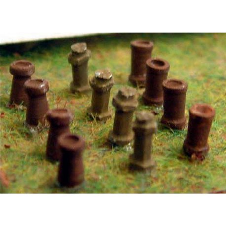 12 Chimney Pots (3 types) - Unpainted