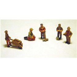 Painted 5 x Gardeners and Equipment (N Scale 1/148th)