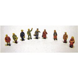 N Scale 1/148th Painted 9 x Assorted Station/Platform figures Four Women Five Men by Langley