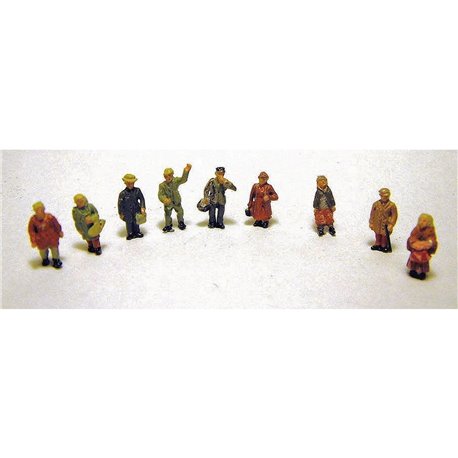 N Scale 1/148th Painted 9 x Assorted Station/Platform figures Four Women Five Men by Langley