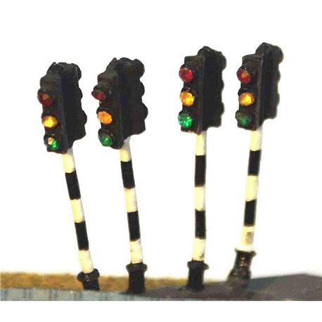 A16p Painted Twin head Traffic Light x 4 N Scale 1:148