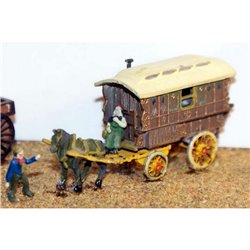 E17 Gypsy caravan, horse & figures Unpainted Kit N Scale 1:148