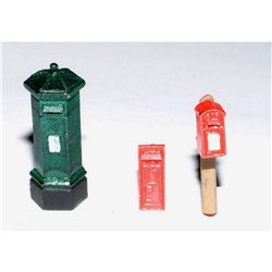 3 different Victorian Pillar Boxes (OO Scale 1/76th)