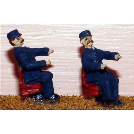 Painted 2 Loco Crew - 2 Seated Diesel Loco Drivers (OOScale 1/76th)