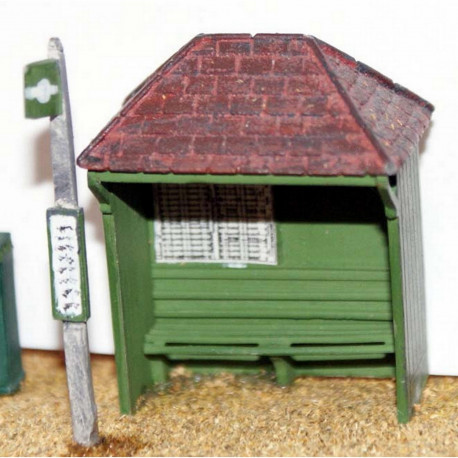 Country Bus Shelter & bus stop (OO Scale 1/76th)