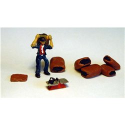 Coalman figure, scales and coal sacks - Unpainted