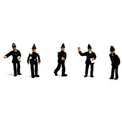Painted 5off Assorted Policemen in various Poses (OO scale 1/76th)