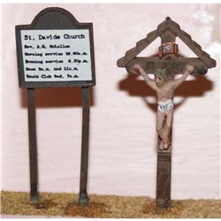 Church Notice Board & Crucifix (OO Scale 1/76th) - Unpainted