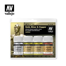 Vallejo Model Color Acrylic Paint Set - Liquid Gold Acrylic Paint Set (x4)