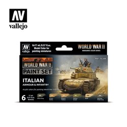 Vallejo Model Color Acrylic Paint Set - WWII Italian Armour & Infantry (x6)