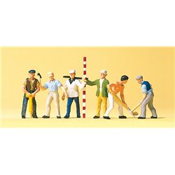 Road Workers (6) with Equipment Exclusive Figure Set