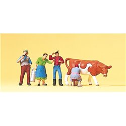 Farm Workers (4) & Cow Being Milked Exclusive Figure Set