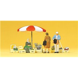 Seated Market Seller and Customers (2) Exclusive Figure Set