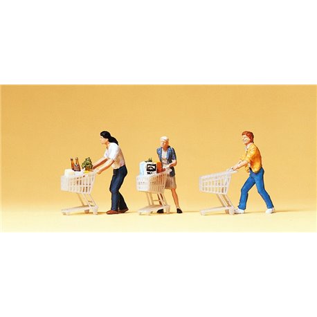 Supermarket Shoppers with Trolleys (3) Exclusive Figure Set