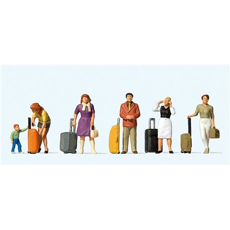 Standing with Wheeled Suitcases (6) Exclusive Figure Set