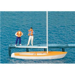 Korsar Boat w/Sailors(2) Life Jackets Exclusive Figure Set