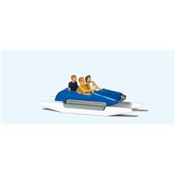 Family in Blue Pedal Boat (3) Exclusive Figure Set