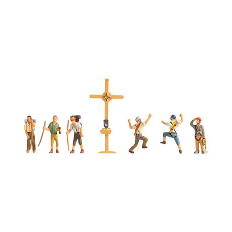 Mountain Hikers (6) and Cross Figure Set