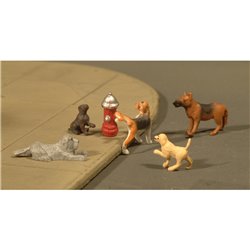 HO/OO gauge Dogs with Fire Hydrant (6/Pack) 