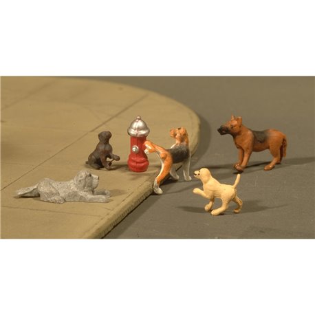Dogs with Fire Hydrant (6/Pack)
