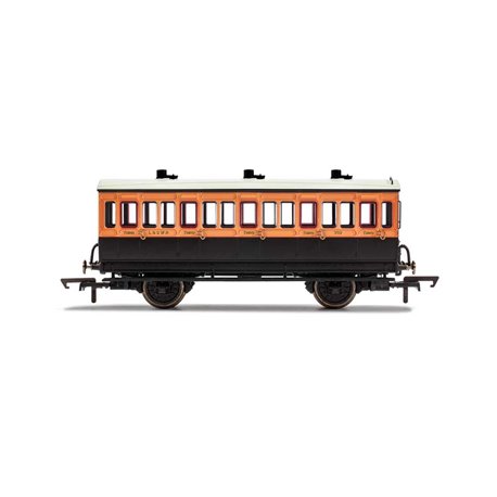 LSWR, 4 Wheel Coach, 3rd Class, Fitted Lights, 302 - Era 2