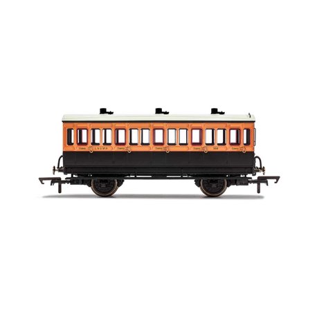 LSWR, 4 Wheel Coach, 3rd Class, Fitted Lights, 308 - Era 2 