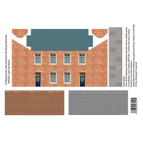 Light old brick houses card kit (x4)