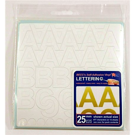 Arial Lettering - 25 mm, Colour: White