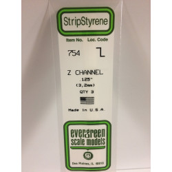 0.125" (3.2mm) opaque white polystyrene z channel
