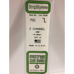 0.156" (4.0mm) opaque white polystyrene z channel