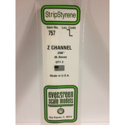 0.250" (6.3mm) opaque white polystyrene z channel