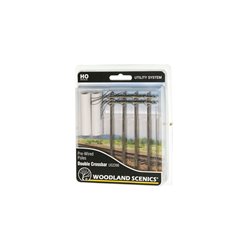 Pre-Wired Poles - Double Crossbar - HO Scale