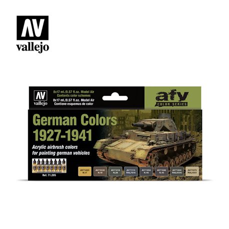 AV Vallejo Model Air Set - German Colors 1927-1941 x 8 (replaces VAL71158 & VAL71175)