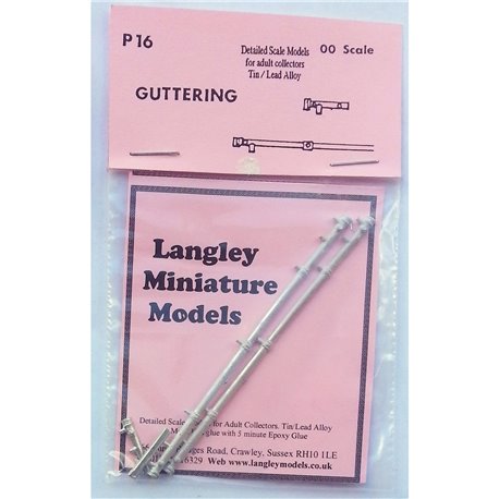 Guttering (2 long sections & 2 elbows) Unpainted Kit OO Scale 1:76