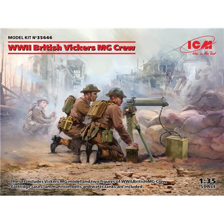 WWII British Vickers MG Crew (Vickers MG & 2 figures) - 1:35 scale