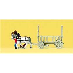 N Rack wagon, two horses & driver