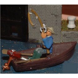 Rowing boat & fisherman - Unpainted