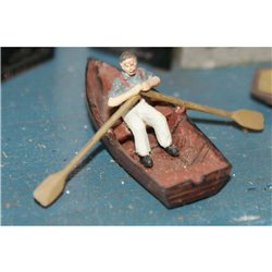 Rowing boat & rowing figure - Unpainted