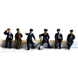 Loco driver and fireman seated figures 6 different figures/poses - Unpainted