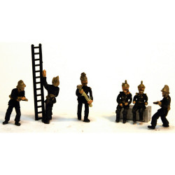 6 x Victorian/Edwardian Firemen in various poses - Unpainted