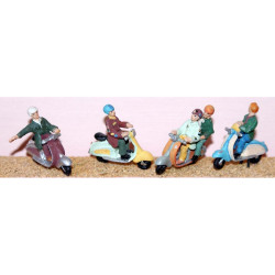 4 Assorted. Scooters & riders (Mods) - Unpainted