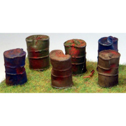6 Dented/Crushed Oil Drums - Unpainted