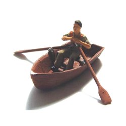 Painted Rowing Boat & Rowing Figure (OOScale 1/76th)