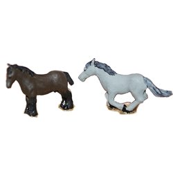 Painted 2 Horses (no harness) (OO Scale 1 /76th)