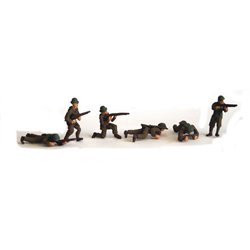6 x WW2 Army Figures in action poses (OO scale 1/76th) - Unpainted