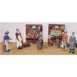 Grocer shop fitting & figures (OO Scale 1/76th) - Unpainted