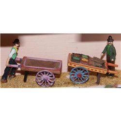 2 street traders with barrows (OO Scale 1/76th) - Unpainted