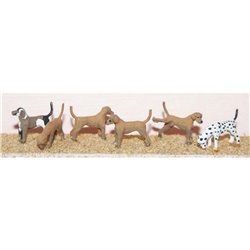 6 dogs - hounds, dalmatian, labrador - Unpainted